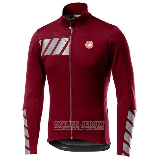 2019 Cycling Jersey Castelli Raddoppia 2 Red Silver Long Sleeve And Bib Tight